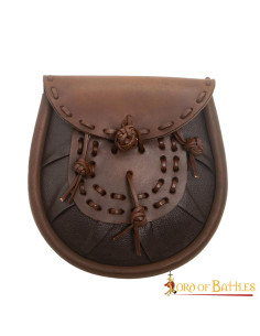 Marsupio medievale in pelle con nappe, marrone