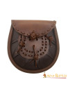 Marsupio medievale in pelle con nappe, marrone