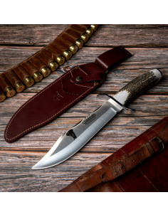 Coltello Bowie in corna di cervo Cudeman