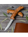 Coltello da caccia con manico in ulivo, lama 9,5 cm.
