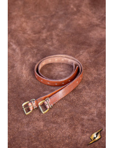 Cintura medievale in pelle, marrone e nera (49 cm.)