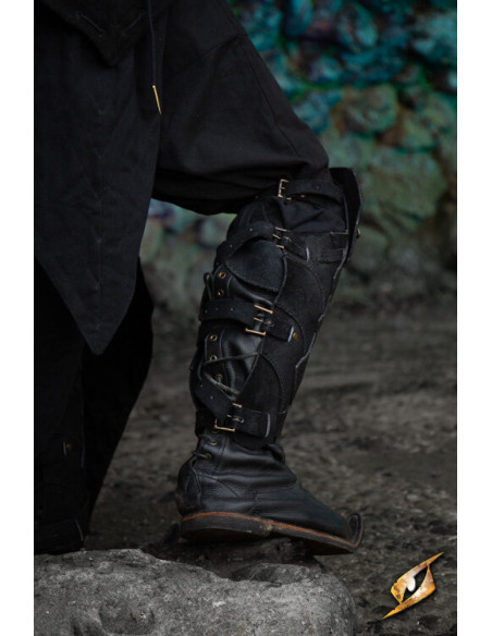 Schinieri in pelle Shadow Warrior, neri