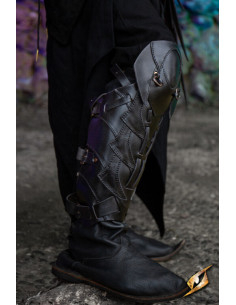 Schinieri in pelle del Guerriero dell'Ombra, neri