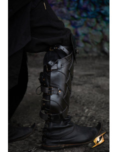 Schinieri in pelle del Guerriero dell'Ombra, neri 2