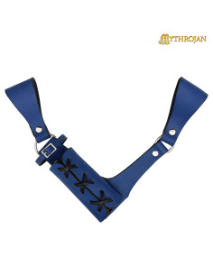 Cintura in pelle da avventuriero medievale, blu