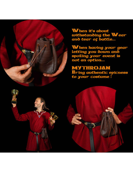 Marsupio medievale in corno marrone...