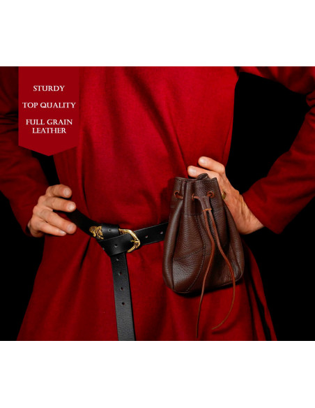 Marsupio medievale in corno marrone...