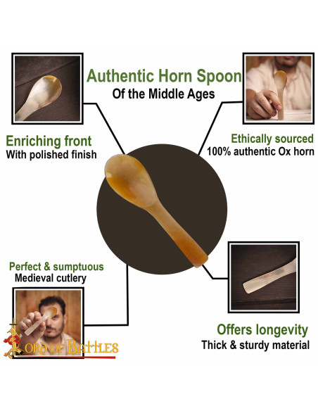 Set 2 cucchiai in vero corno (12,7 cm.)