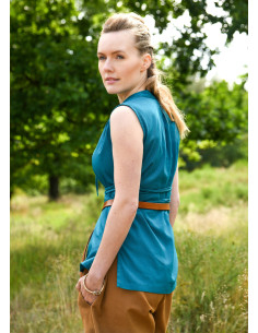 Blusa medieval modello Levke in cotone, colore blu 2