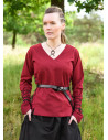 Blusa medieval modello Aila in cotone, colore rosso