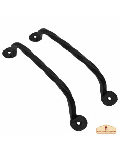 Set di 2 maniglie rustiche medievali in ferro battuto...