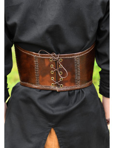 Corsetto medievale in pelle decorata, colore marrone 2