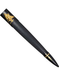 Pugnale templare decorativo con manico e fodero dorati... 2