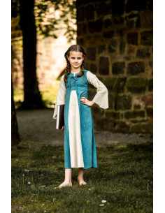 Vestito medieval bambina Elsa in blu-beige