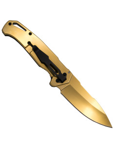 Terzo coltello tattico design 3D teschio oro (20,3 cm.) 2