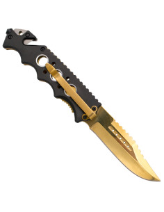 Terzo coltello tattico, disegno teschio, oro (21,2 cm.) 2