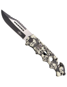 Terzo coltello tattico disegno teschio (21,2 cm.)