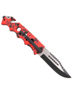 Terzo coltello tattico con disegno teschio, colore rosso... 2