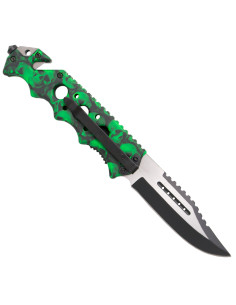 Terzo coltello tattico con disegno teschio, colore verde... 2