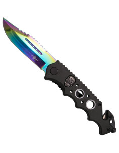 Terzo coltello tattico con disegno teschio arcobaleno...