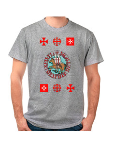 T-shirt grigia dei Cavalieri Templari con croci