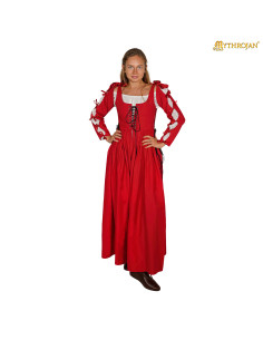 Abito rinascimentale medievale irlandese, colore rosso