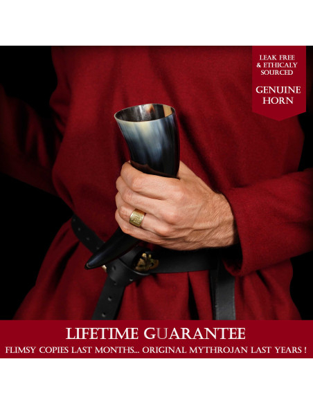 Corno potabile vichingo, con borsa...