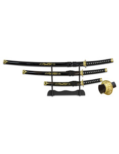 Katana, Wakizashi e Tanto con supporto nero laccato