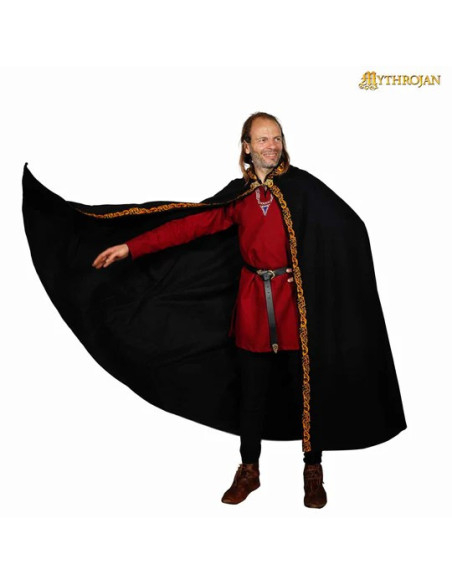 Mantello medievale in lana con bordi...