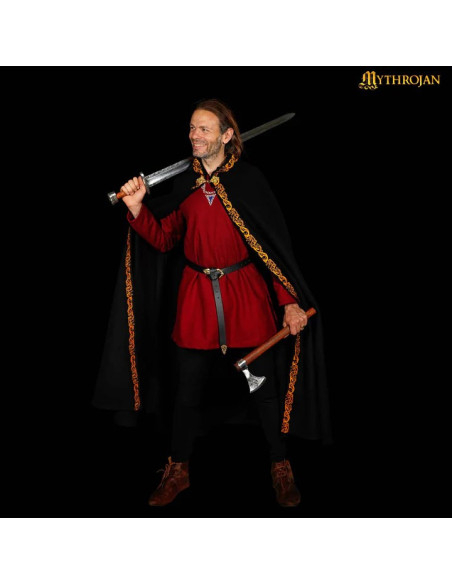 Mantello medievale in lana con bordi...