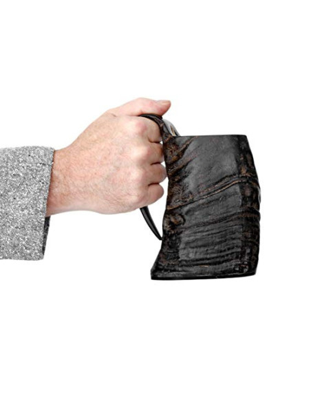 Brocca medievale in corno, con borsa