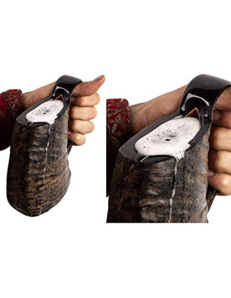 Brocca medievale in corno, con borsa