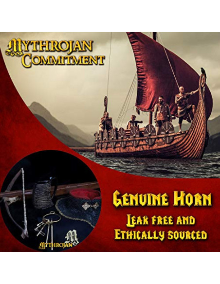 Brocca medievale in corno, con borsa