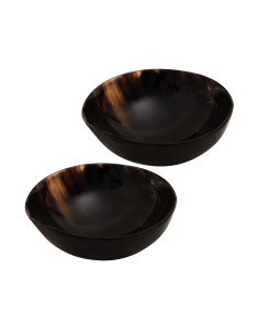 Set di 2 ciotole medievali in corno naturale (15 cm.)