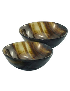 Set di 2 ciotole medievali in corno naturale (15 cm.) 2
