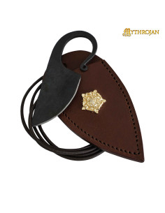 Coltello celtico forgiato a mano con fodero in cuoio marrone