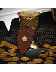 Coltello celtico forgiato a mano con fodero in cuoio marrone 2