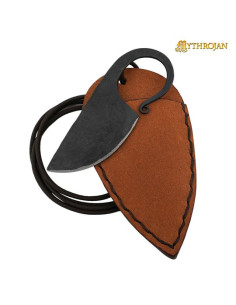 Coltello celtico forgiato a mano con fodero in pelle marrone