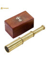 Catalejo pirata in ottone con scatola in legno (23 cm.)