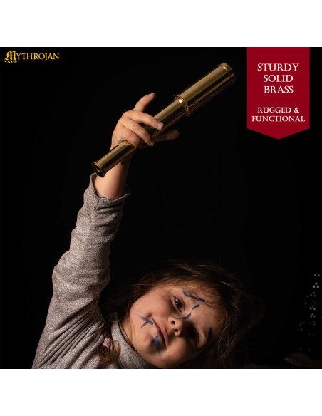 Catalejo pirata in ottone con scatola...