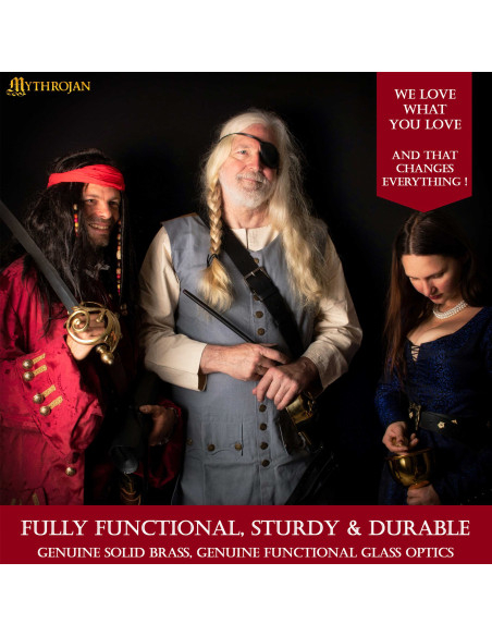 Catalejo pirata in ottone con scatola...