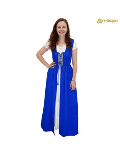 Vestito medieval celtico lungo color blu-naturale