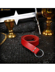 Cintura vichinga con fibbia rotonda, colore rosso 2