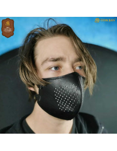 Maschera facciale in pelle per Cosplay, colore nero 2