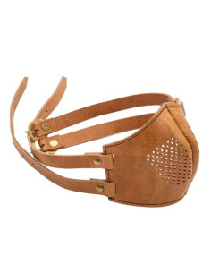 Maschera facciale in pelle per Cosplay, colore marrone