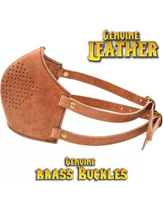 Maschera facciale in pelle per Cosplay, colore marrone 2