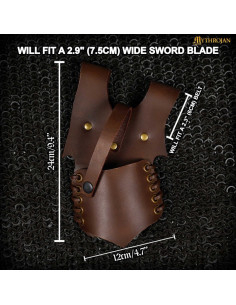 Tahalì medieval in cuoio per appendere spade, colore marrone 2