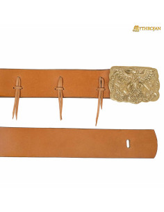 Cintura vichinga vintage fibbia ottone corvo di Odino 2