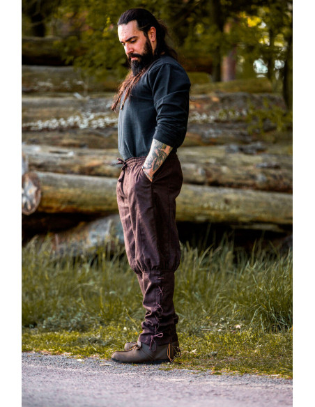 Pantaloni vichinghi in lana marrone