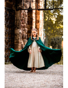 Capa medieval infantile lunga modello Agnes, colore verde